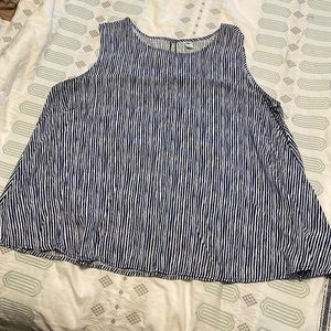 Old navy blue and white striped flowy summer tank